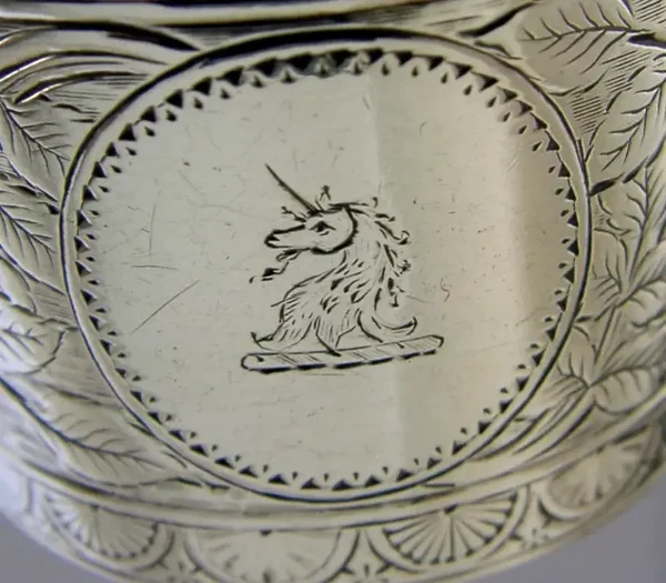 STERLING SILVER RAMSAY FAMILY NAPKIN RING 1887 ANTIQUE VICTORIAN UNICORN