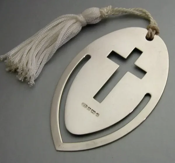 BEAUTIFUL ENGLISH STERLING SILVER CROSS RELIGIOUS BIBLE BOOKMARK 1998 BOXED