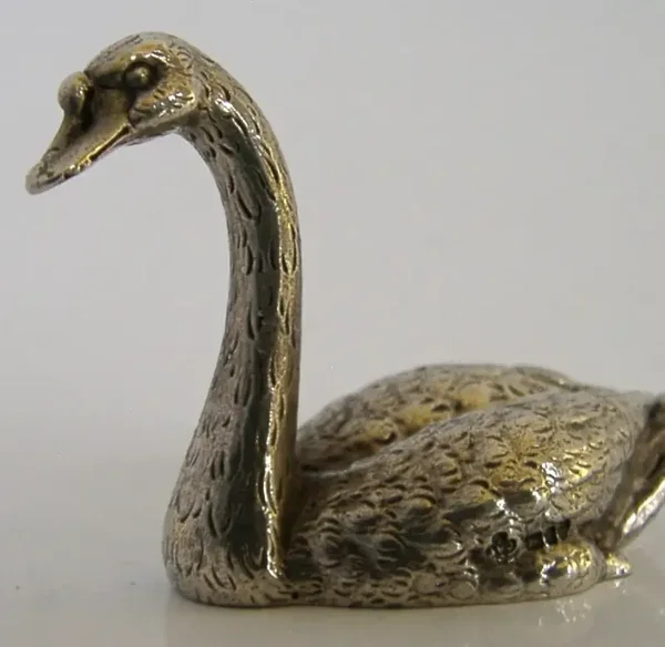 HEAVY 50g CAST SOLID STERLING SILVER SWAN MINIATURE FIGURE 1996 ANIMAL