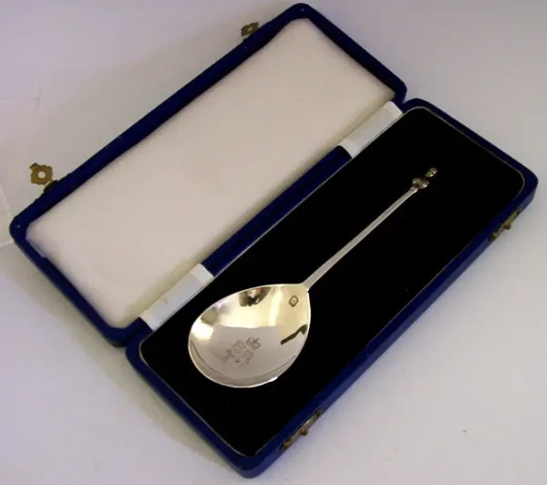 CASED 36g STERLING SILVER QUEEN ELIZABETH MAIDENHEAD SPOON 1977 ROYALTY