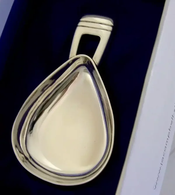 MINT MODERNIST MINT ENGLISH STERLING SILVER CASED CADDY SPOON LONDON 2012