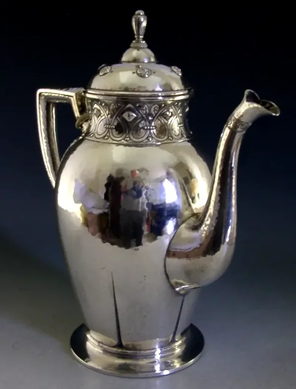 HUGE RARE 688g JEZLER 800 SOLID SILVER COFFE POT c1920 ANTIQUE ARTS & CRAFT 26cm