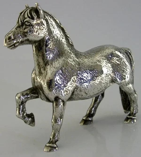 QUALITY ENGLISH SILVER PLATED PONY HORSE FIGURE c1950s DESK TABLE ANIMAL 565g