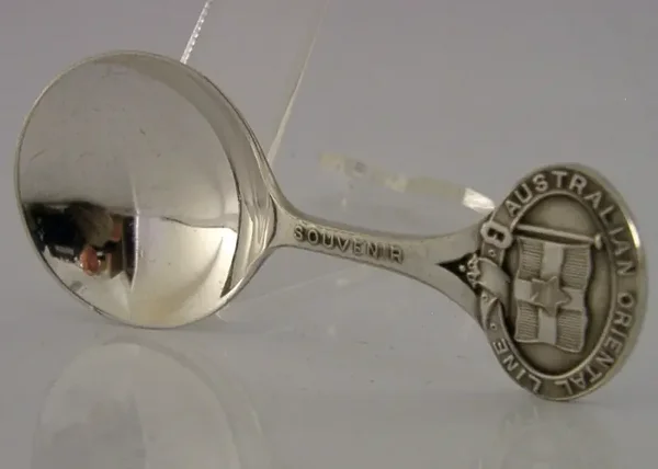 AUSTRALIAN ORIENTAL SHIPPING LINE SILVER PLATED CADDY SPOON c1950 OCEAN LINERS
