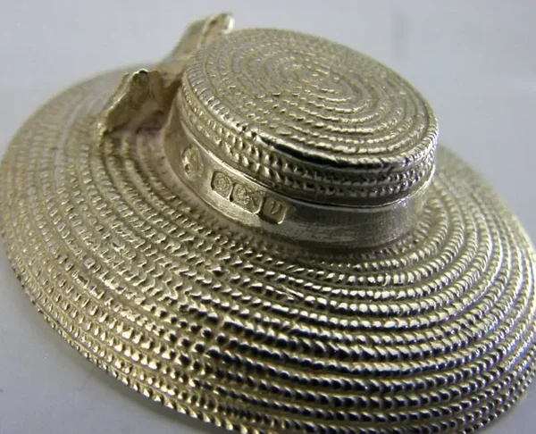 ASPREY STERLING SILVER STRAW HAT BONNET MENU HOLDER 1995 NOVELTY