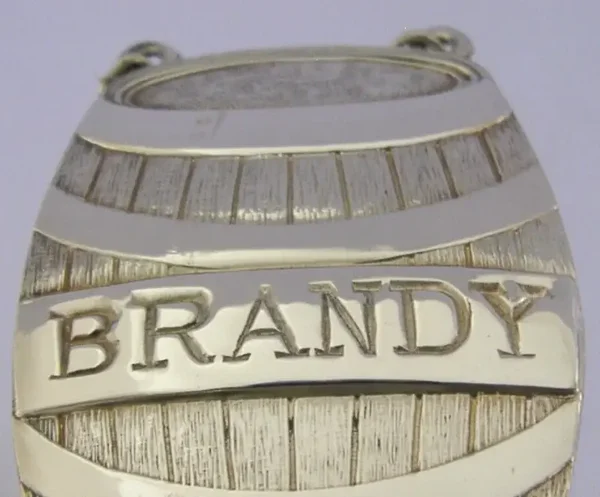 NOVELTY ENGLISH SOLID STERLING SILVER BRANDY DECANTER WINE LABEL 2000 BARWARE