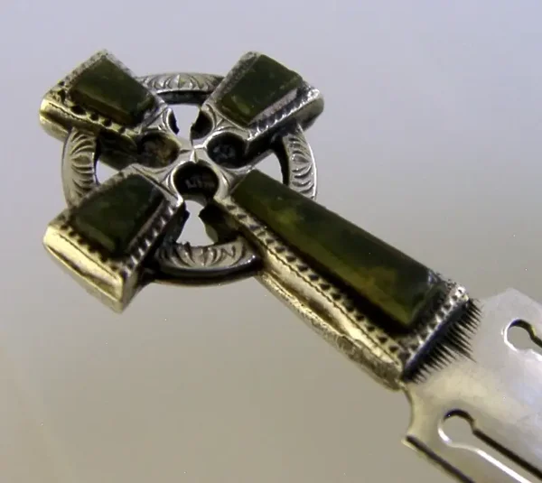 RARE MARBLE STERLING SILVER IONA CROSS BOOKMARK PAGE MARKER 1897 ANTIQUE