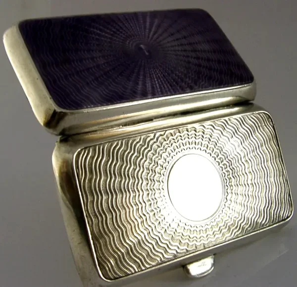 STERLING SILVER PURPLE ENAMEL CIGARETTE CASE 1917 ANTIQUE ART DECO