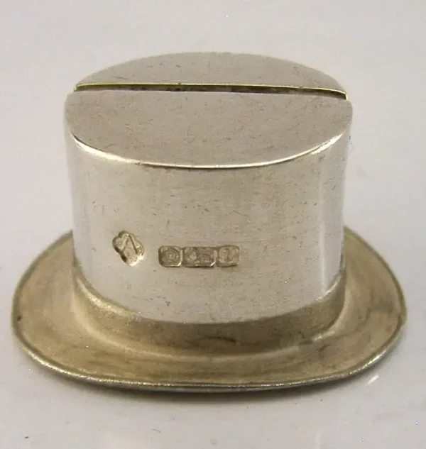 ASPREY STERLING SILVER TOP HAT MENU HOLDER 1995 NOVELTY ENGLISH