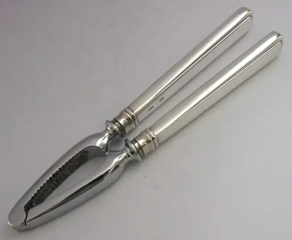 RARE DANISH 830S SOLID SILVER HANDLED NUTCRACKER c1920 ANTIQUE 176g