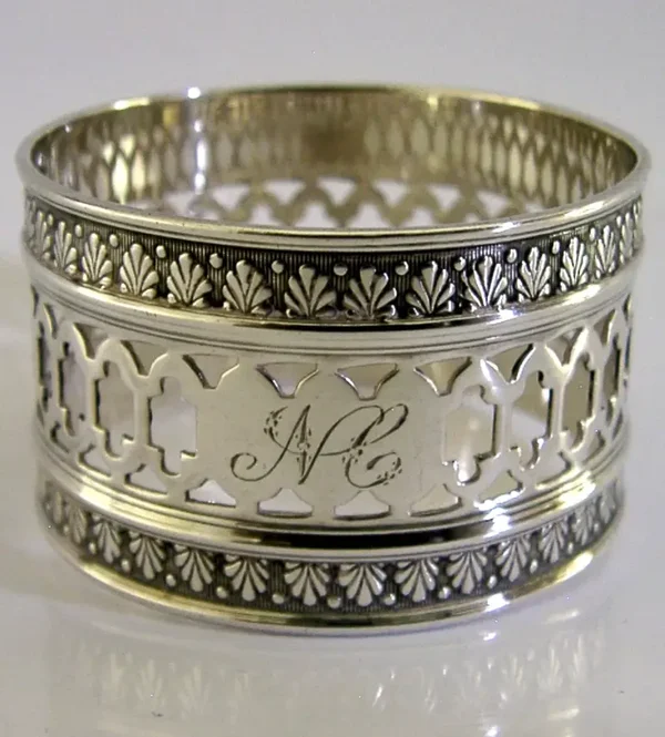 BEAUTIFUL ANTIQUE SOLID STERLING SILVER PIERCED NAPKIN RING 1903 EDWARDIAN