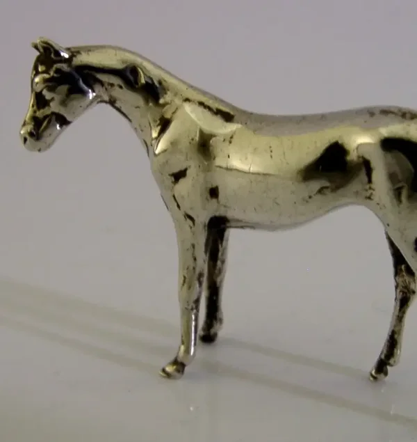 GOOD SIZED 2.25inch SOLID STERLING SILVER HORSE FIGURE c1920 RIDING ANTIQUE