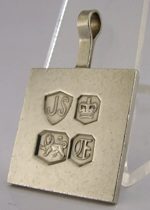 LARGE JACK SPENCER DESIGNER SHEFFIELD STERLING SILVER PENDANT INGOT 1973 18g