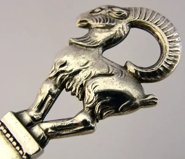 NORWEGIAN STERLING SILVER MOUNTAIN GOAT ANIMAL FORK c1920 NORWAY 23g