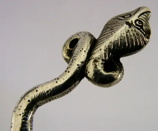 UNUSUAL INDIAN SOLID SILVER SNAKE SERPENT OFFERING SPOON c1900 ANTIQUE 22g