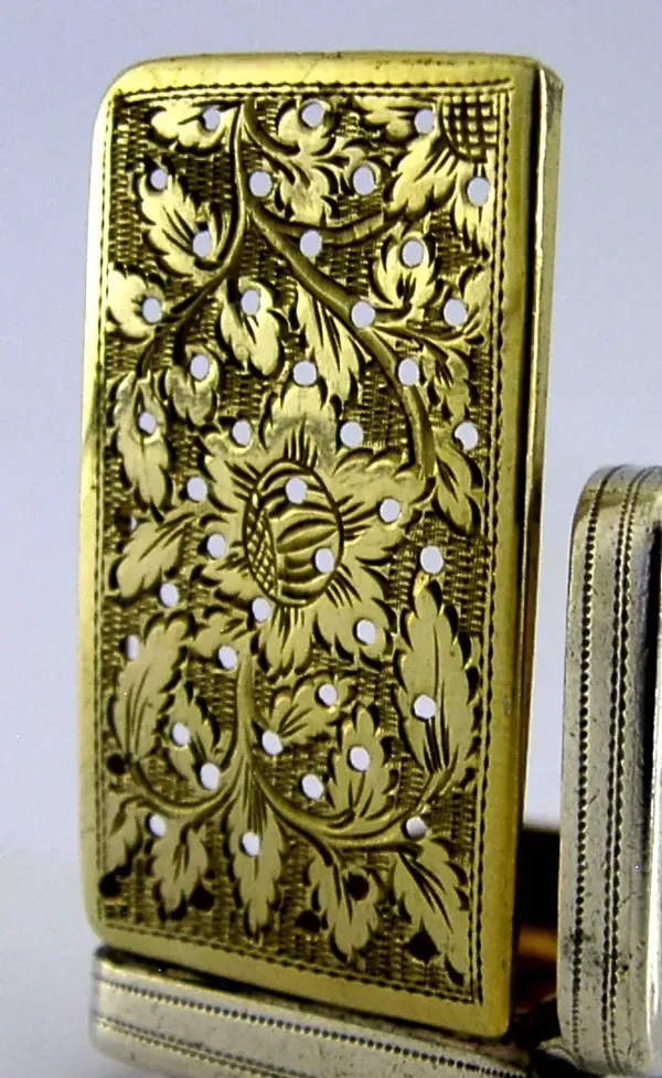 SUPERB ENGLISH STERLING SILVER VINAIGRETTE BOX 1811 ANTIQUE GEORGIAN
