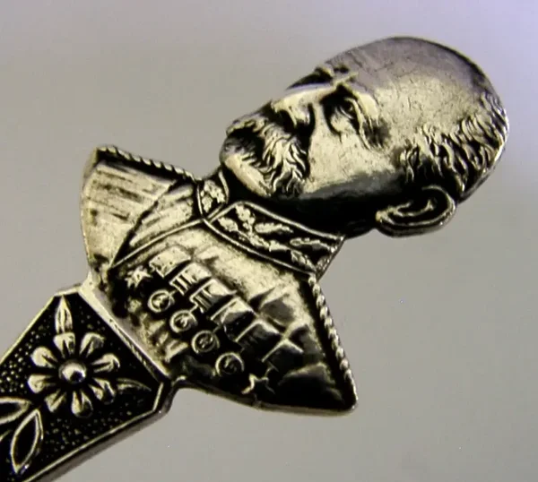BOER WAR GENERAL LORD ROBERTS STERLING SILVER MILITARY SPOON 1899 ANTIQUE