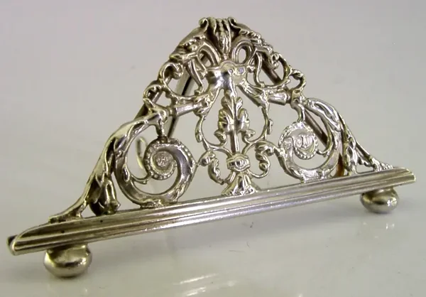 4 inch 1895 VICTORIAN STERLING SILVER MENU HOLDER
