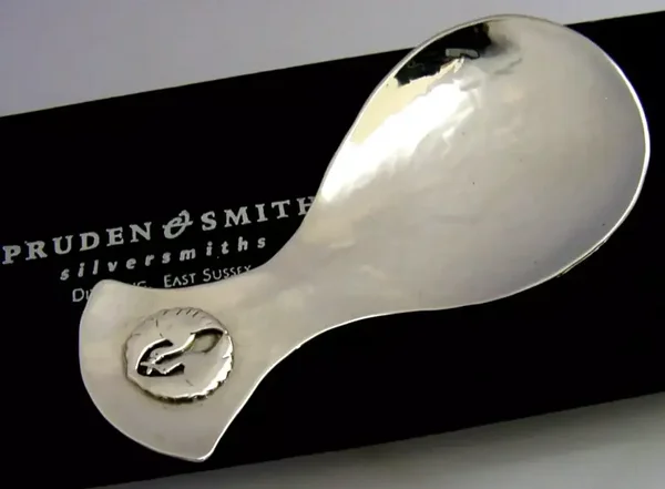 PLANNISHED ENGLISH SOLID STERLING SILVER BAPTISM SPOON ? PRUDEN SMITH BOXED