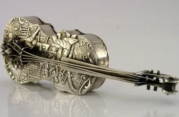HEAVY 60g NOVELTY SOLID STERLING SILVER CELLO BOX 1979