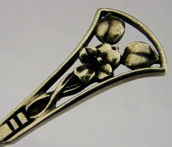 JAMES LINTON AUSTRLIAN STERLING SILVER FLOWER SPOON c1960s ARTS & CRAFTS