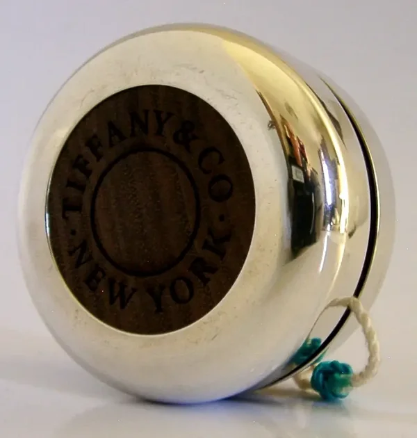 TIFFANY & Co STERLING SILVER WOODEN YO YO ENGRAVED MARGAUX c2000 NOVELTY TOY
