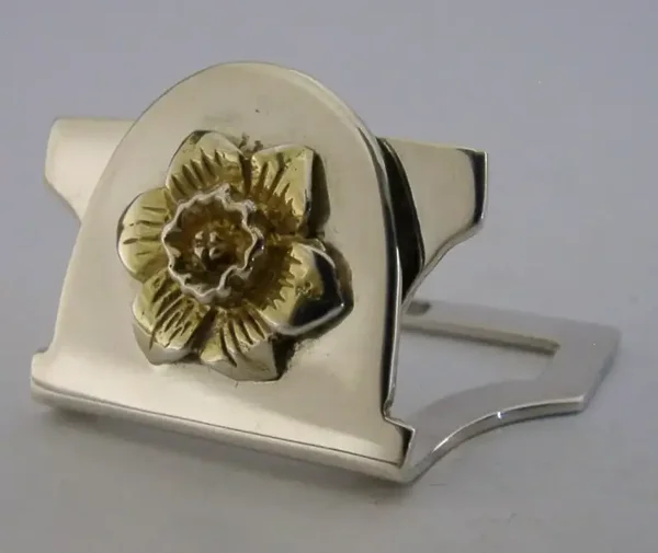 SOLID STERLING SILVER GILT DAFFODIL FLOWER MENU HOLDER 1993 ENGLISH