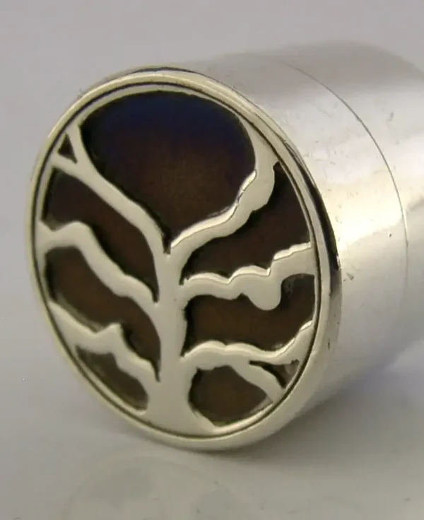 STYLISH MODERNIST STERLING SILVER AGATE BOX 1982 HAND MADE