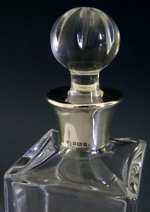 STERLING SILVER TOPPED WHISKY BRANDY NOGGIN DECANTER 1986 BARWARE