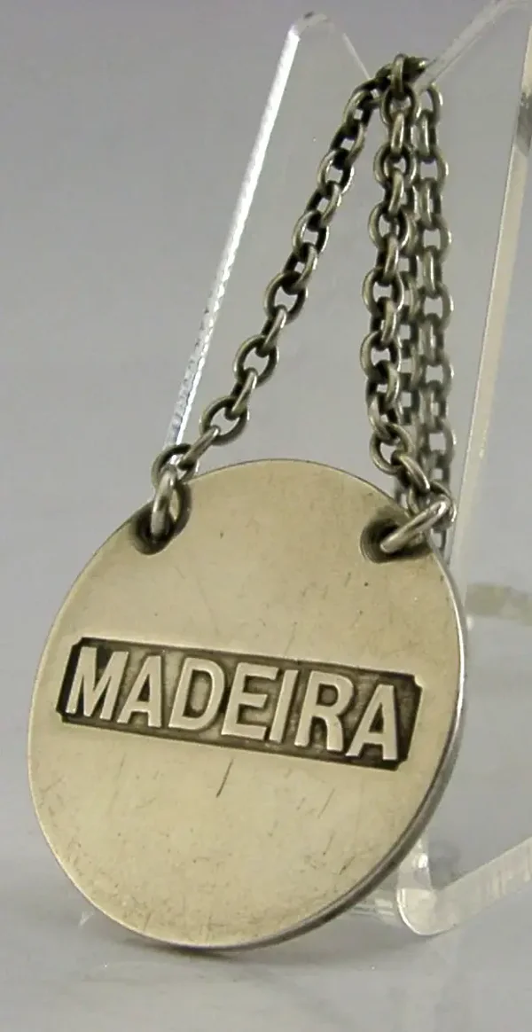 SAMPSON MORDAN STERLING SILVER MADEIRA DECANTER WINE LABEL 1912 BARWARE