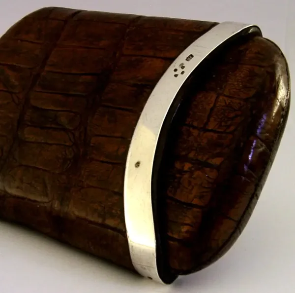 QUALITY CROCODILE SKIN STERLING SILVER MOUNTED CIGAR CASE 1877 VICTORIAN ANTIQUE