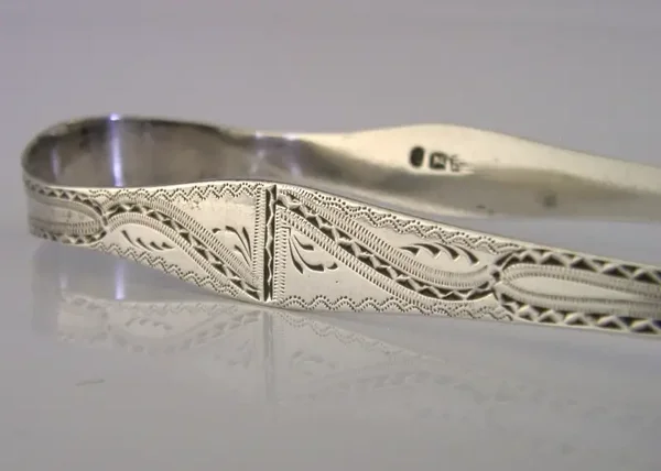 BATEMAN GEORGIAN STERLING SILVER HALLMARKED BRIGHT CUT SUGAR TONGS 1805 ANTIQUE
