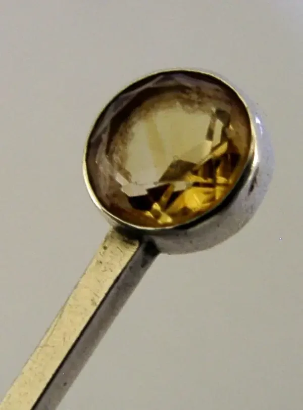 ROBB BALLATER BRAEMAR STERLING SILVER CITRINE SPOON 1925 SCOTTISH ANTIQUE