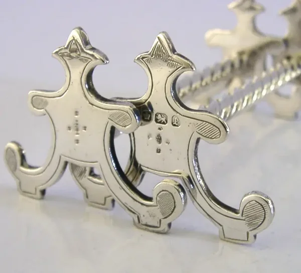 BEAUTIFUL VICTORIAN STERLING SILVER CUTLERY RESTS 1897 ENGLISH ANTIQUE 64g