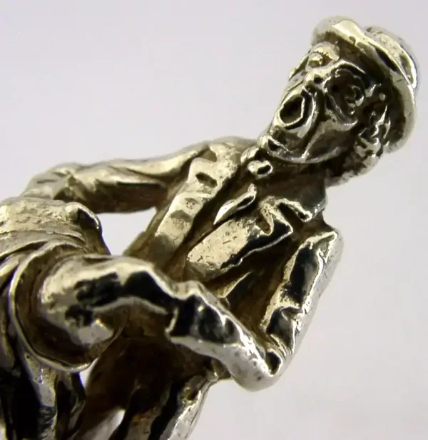 ENGLISH SOLID STERLING SILVER VICTORIAN FIGURE 1976 LONDON CLOTHES SELLER