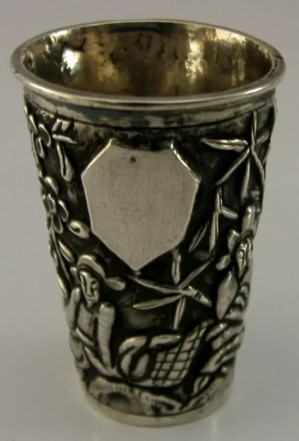 CHINESE EXPORT SILVER TOT SHOT CUP c1890 ANTIQUE BARWARE