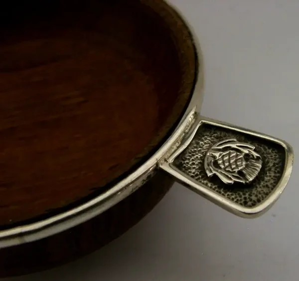 FIFE STERLING SILVER OAK EDINBURGH WHISKY QUAICH CUP 1992 SCOTTISH PROVINCIAL