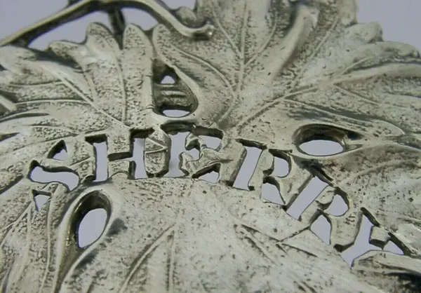 LARGE HEAVY ENGLISH STERLING SILVER SHERRY DECANTER WINE LABEL 1992 BARWARE 28g