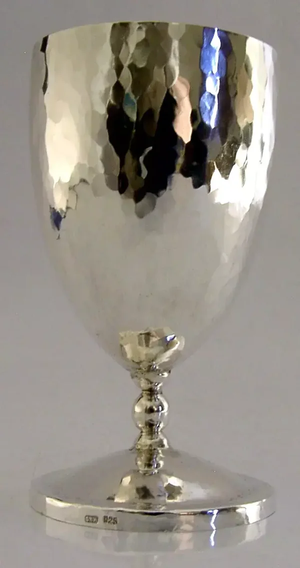 PLANNISHED STERLING SILVER ARTS & CRAFTS CHALICE GOBLET c1970 PLANNISHED 118g