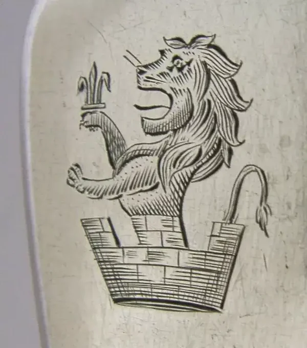 RARE STERLING SILVER HAYWARD FAMILY CRESTED SERVING SPOON 1846 ANTIQUE 74g