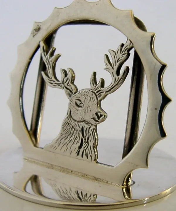 ENGLISH STERLING SILVER STAG DEER ANIMAL MENU HOLDER 1983 HUNTING