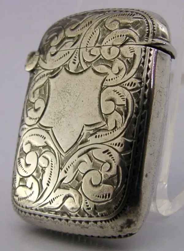 PRETTY ENGLISH SOLID STERLING SILVER VESTA MATCH CASE 1901 ANTIQUE
