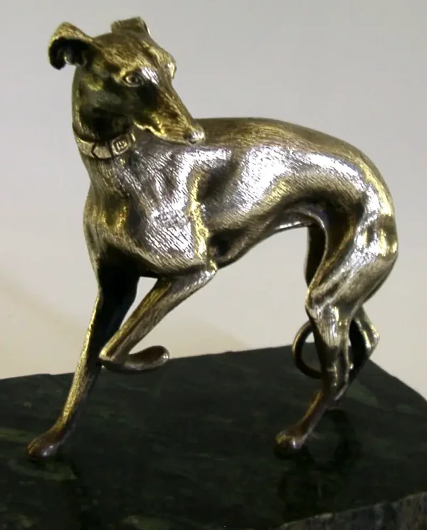 SUPERB LARGE SILVER PLATED GREYHOUND DOG DESK MANTLE STATUE c1950 ANIMAL 1770g