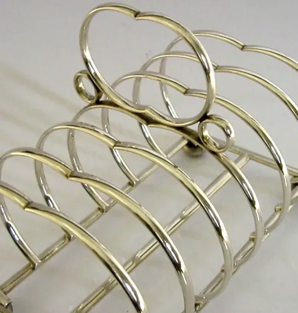 HUGE 266g HEAVY ENGLISH STERLING SILVER SIX SLICE TOAST RACK 1945