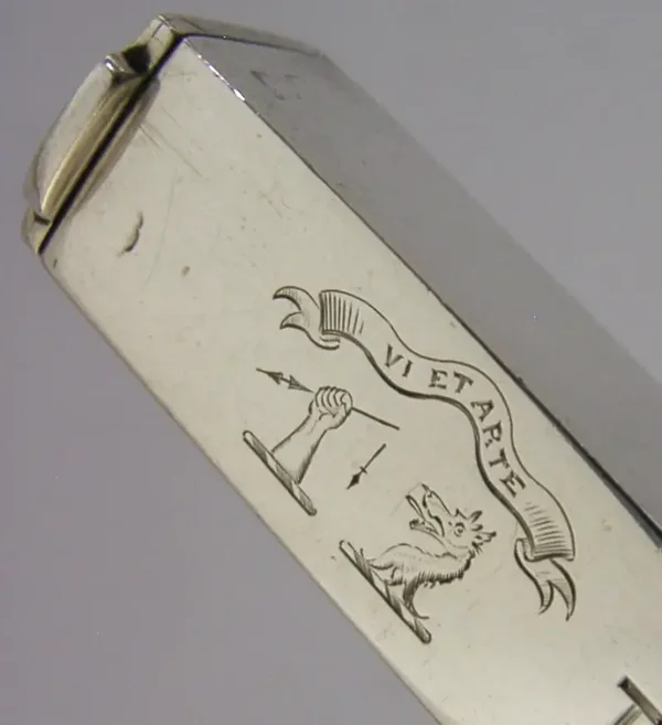 RARE STERLING SILVER CROSS-FERGUSON FAMILY SEALING WAX HOLDER VESTA CASE c1900