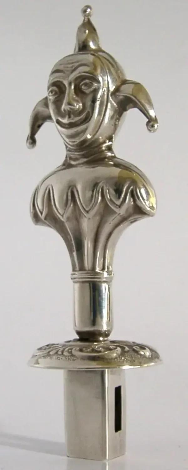 RARE ANTIQUE NOVELTY STERLING SILVER JESTER WAX SEALING WAX HOLDER 1908