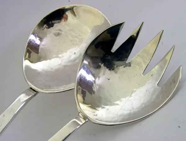RARE ARTS & CRAFTS C G LANGDON STERLING SILVER SALAD SERVERS 1936 ANTIQUE 114g