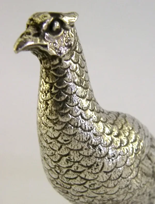 SILVER PLATED MALE PHEASANT TABLE DESK FIGURE c1950s ANIMAL 344g SHOOTING
