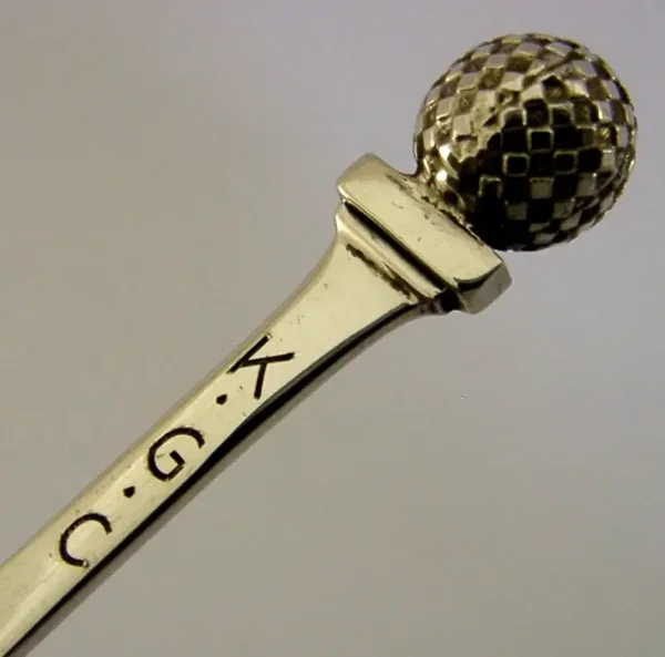 STERLING SILVER KGC GOLFING GOLF SPOON 1932 SPORTING ANTIQUE