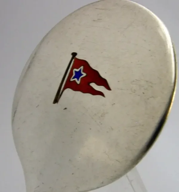 RARE SHIPPING STERLING SILVER ENAMEL BLUE STAR LINE MIRROR 1926 ANTIQUE